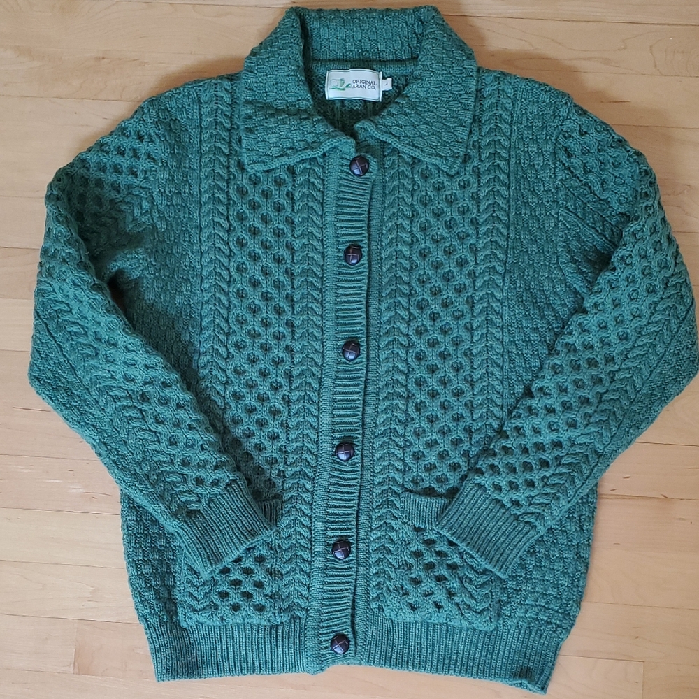Irish Green Cable Knit Cardigan